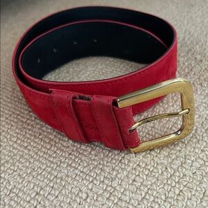 Moschino Elegant Red Leather Belt with Gold Buckle